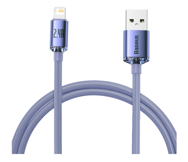 Baseus Crystal Shine Series USB-A - Lightning 2,4A 2m fioletowy - 1295804 - zdjęcie